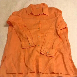 Elie Tahari Orange Button Down Shirt